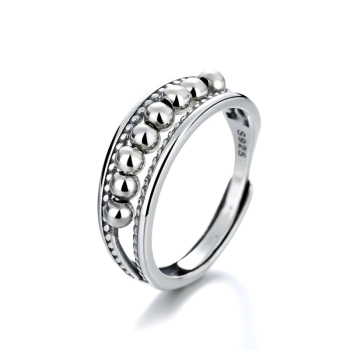verstellbarer Damen Ring 925 Silber Kugelring 