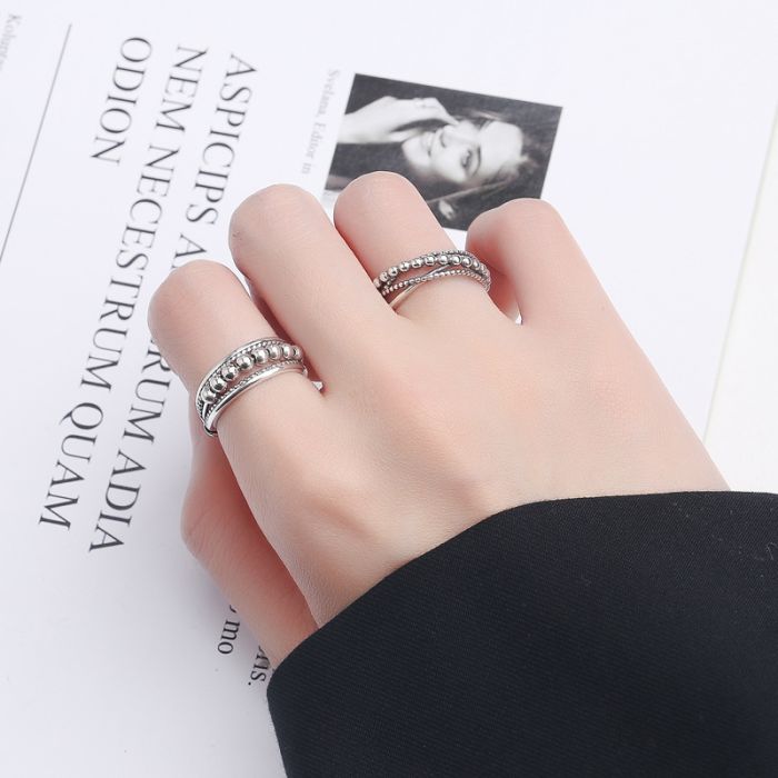 verstellbarer Damen Ring 925 Silber Kugelring 